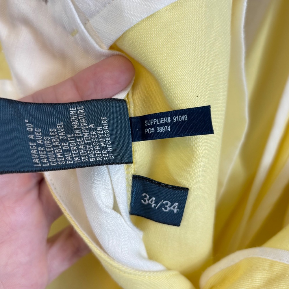 Chino Pants Polo Ralph Lauren 34/34* Butter Yellow 100% Cotton Embroidered Pony - Picture 4 of 16